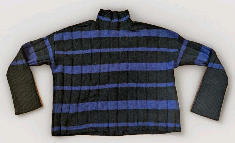 Madewell Cashmere Wool Turtleneck Sweater Womens XXS Black Purple Striped